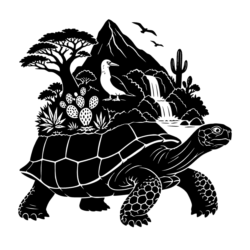 Tortuga de Galápagos llevando un icono — archivo SVG