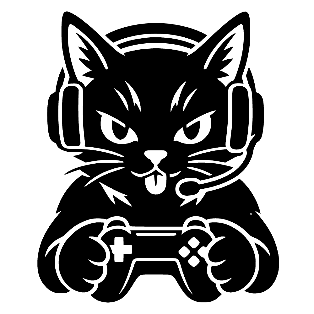Gato gamer con auriculares — archivo SVG