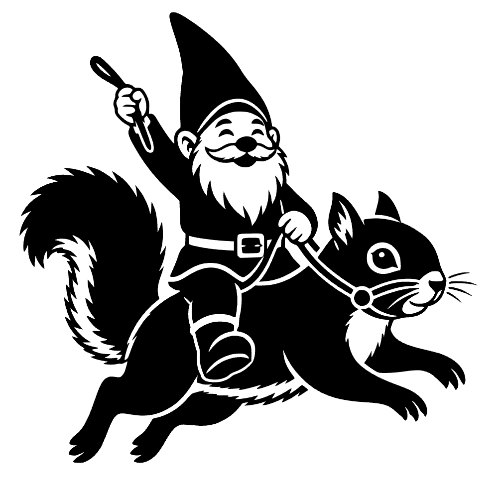 Garden Gnome Riding Squirrel SVG cut file preview
