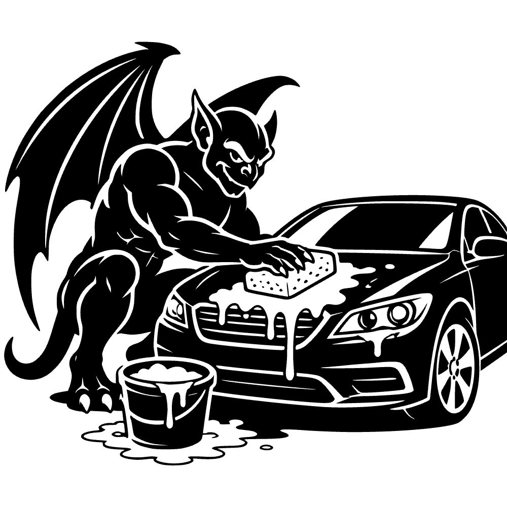 Gárgola lavando coche — archivo SVG