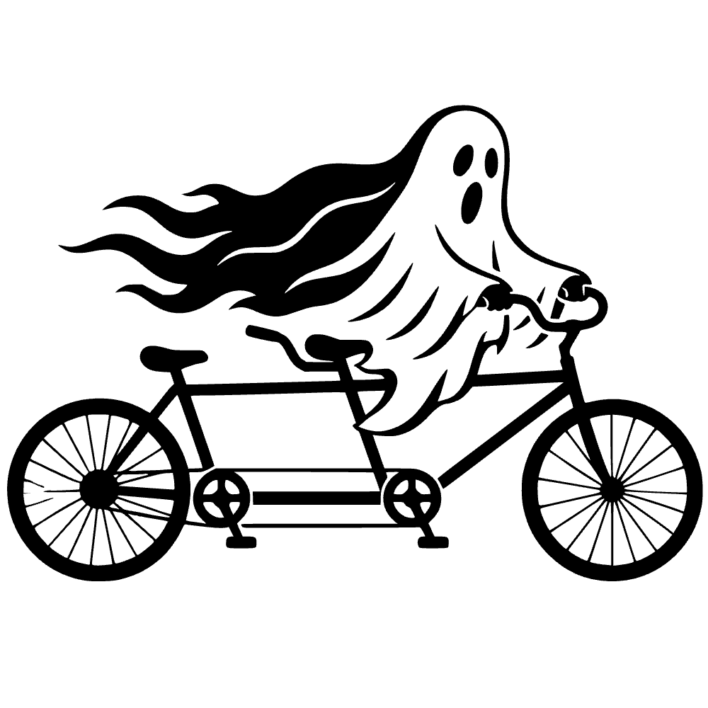 Fantasma montando bicicleta tándem — vista previa del archivo SVG