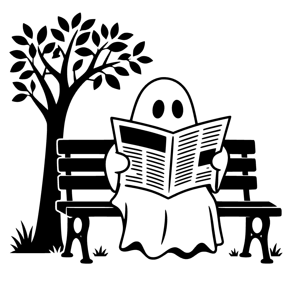 Ghost Sitting Park Bench Icon SVG cut file preview