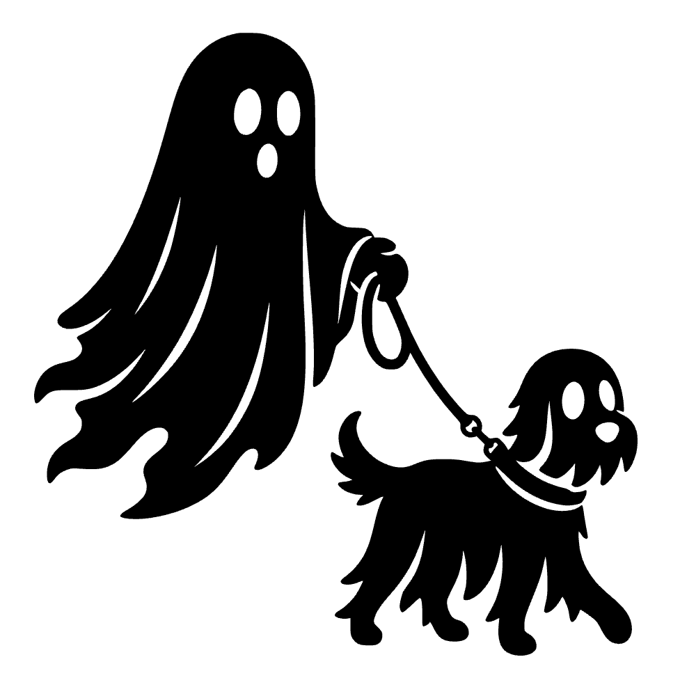 Ghost Walking Dog Silhouette SVG cut file preview