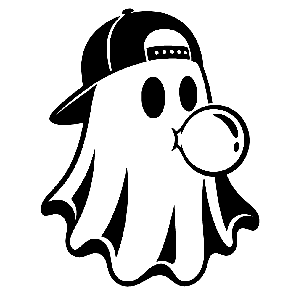 Ghost Wearing Backward Baseball Cap SVG SVG cut file preview