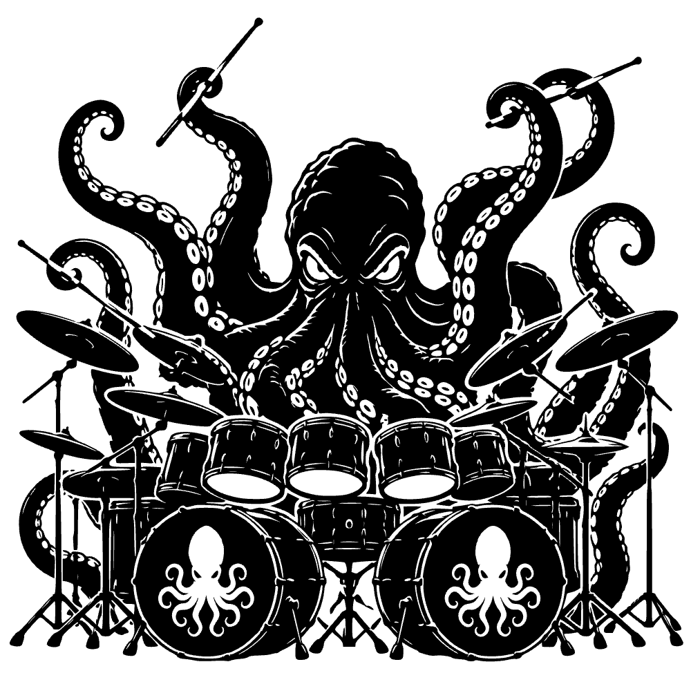 Giant Kraken Drumming SVG cut file preview
