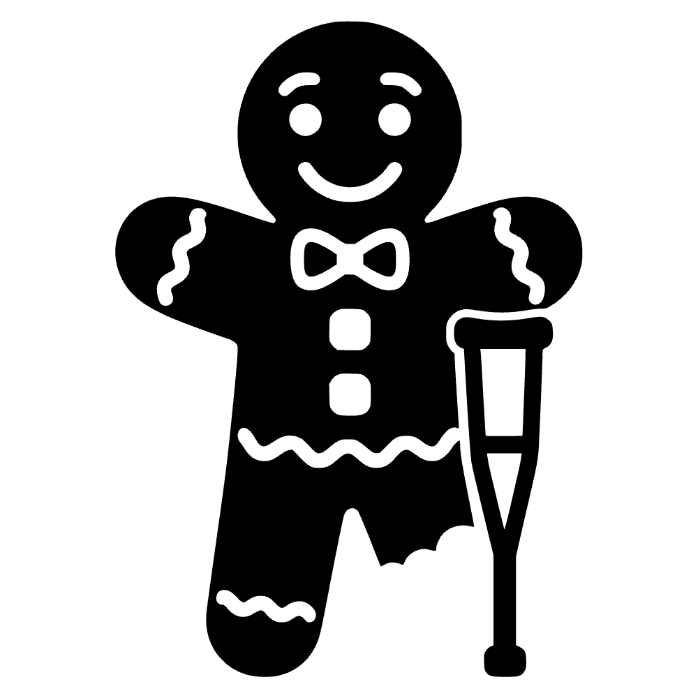 Hombre de jengibre con pierna mordida — archivo SVG