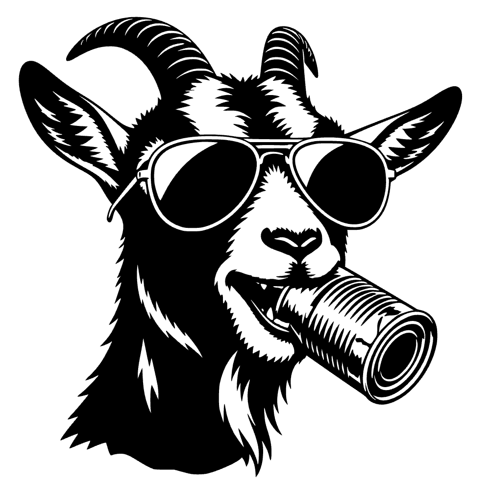 Goat Chewing Tin Can SVG cut file preview