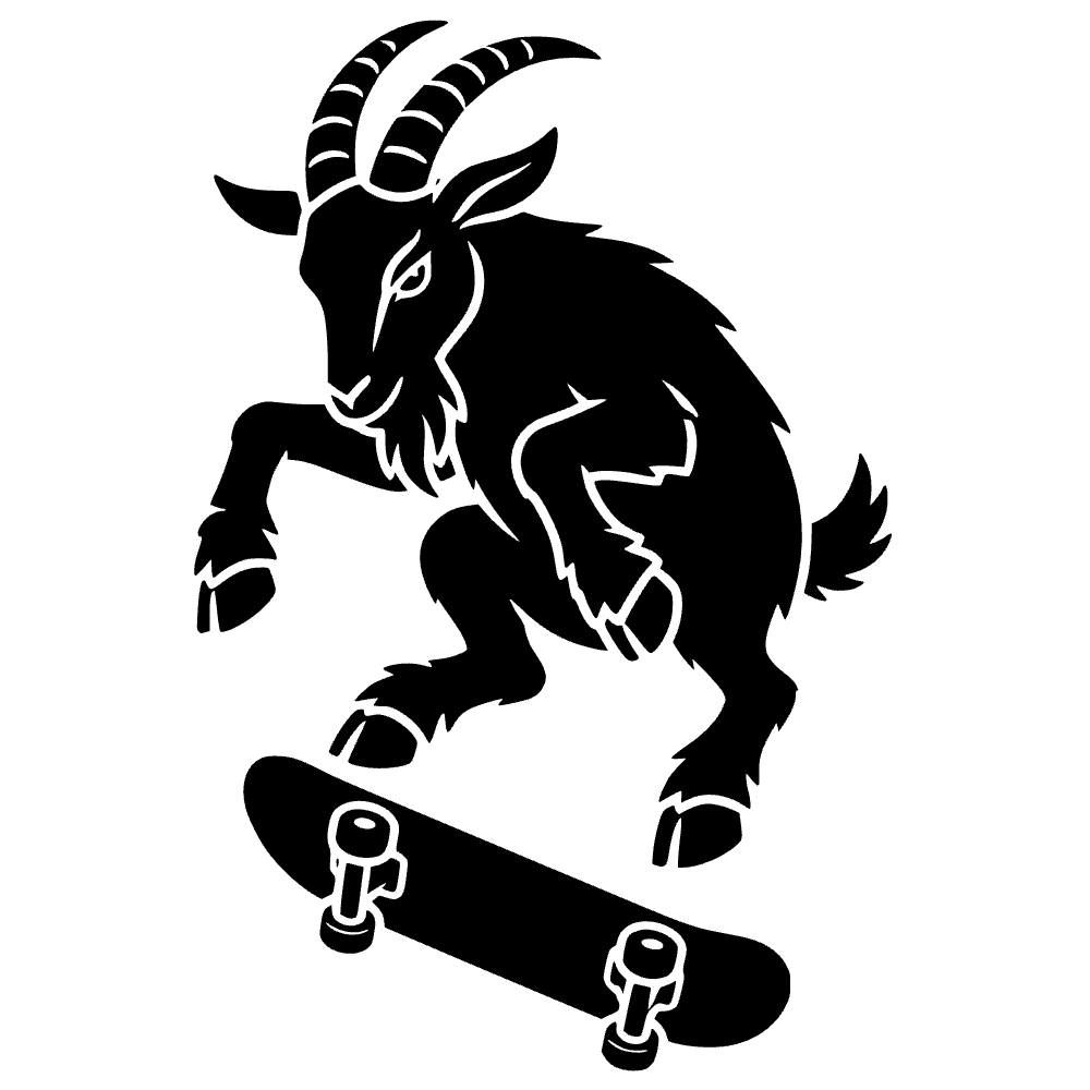 Cabra haciendo un kickflip en patineta — archivo SVG