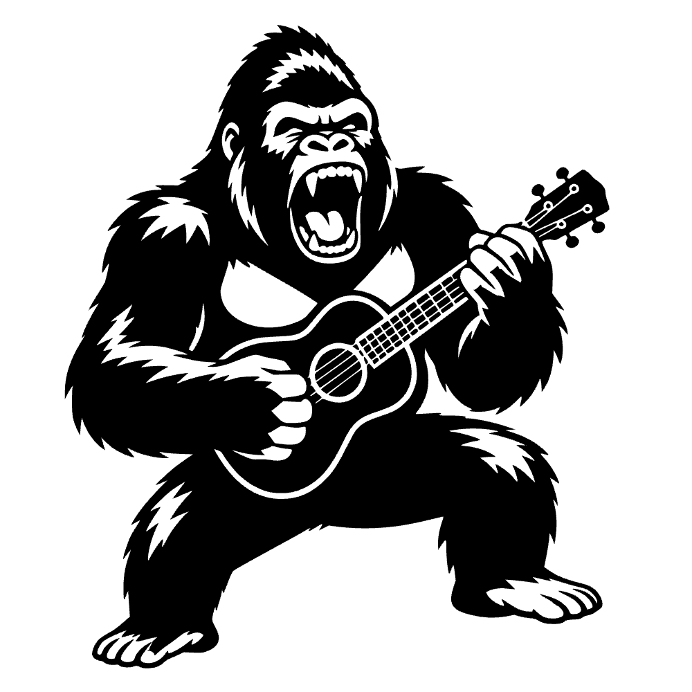 Gorila tocando el ukelele — vista previa del archivo SVG