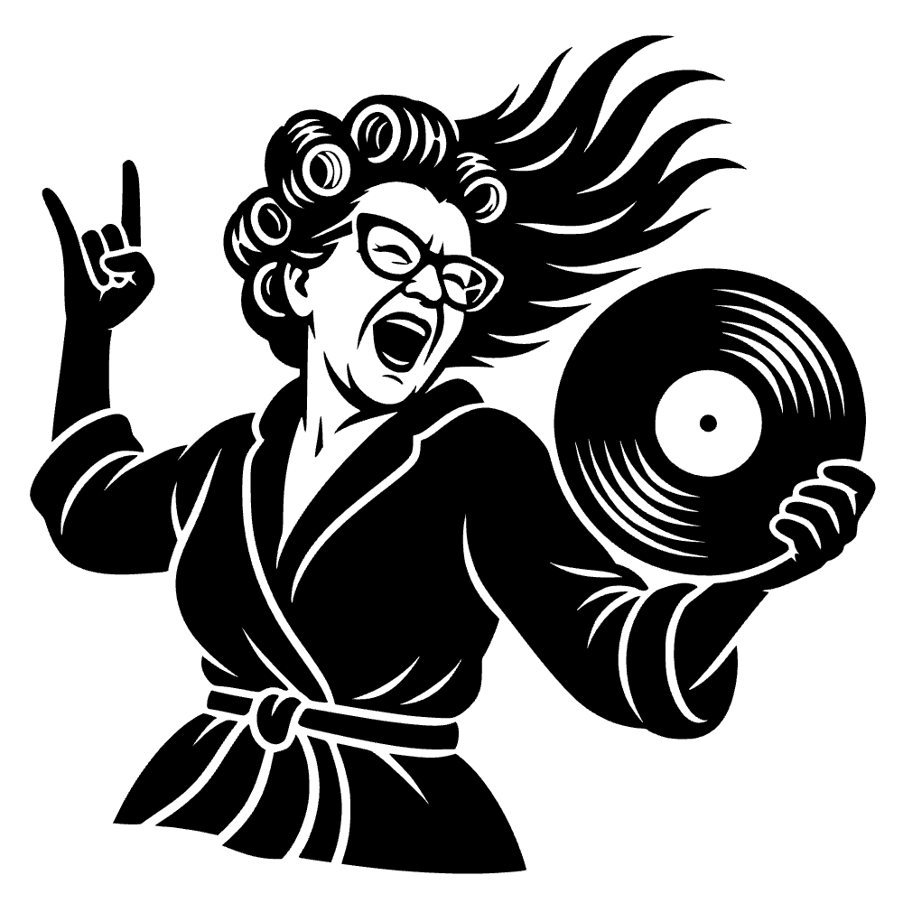 Abuela haciendo headbanging — archivo SVG