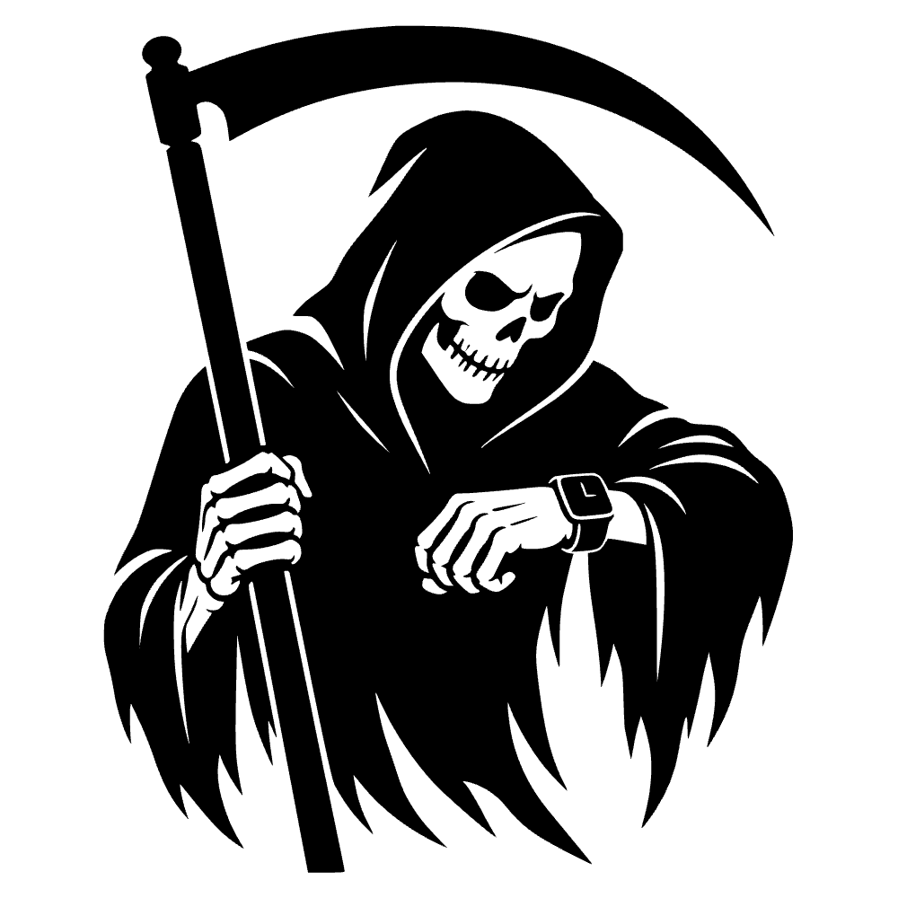 Grim Reaper Checking Time SVG cut file preview