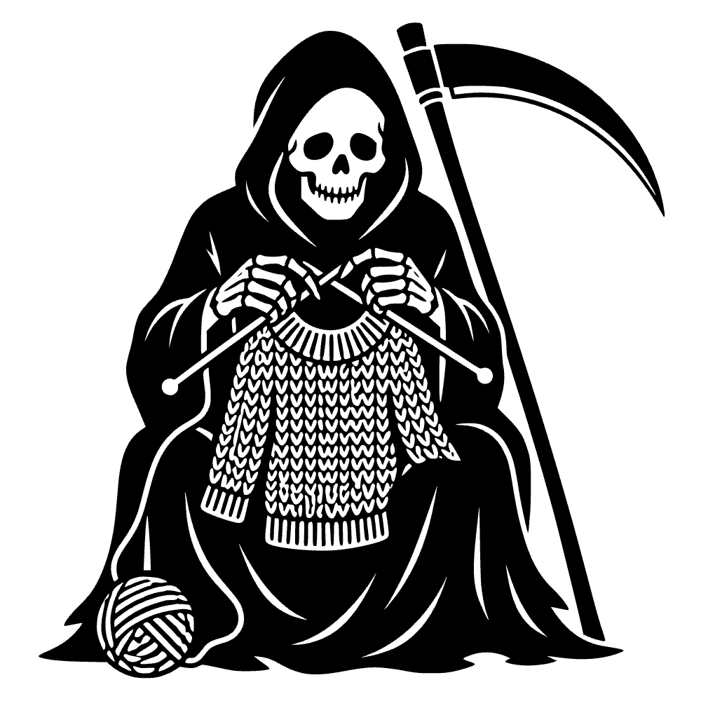 Grim Reaper Knitting SVG cut file preview