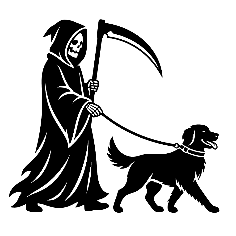 Segador paseando un perro — archivo SVG