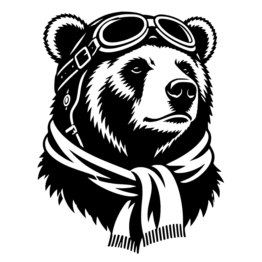Grizzly Bear Wearing Vintage Icon SVG cut file preview