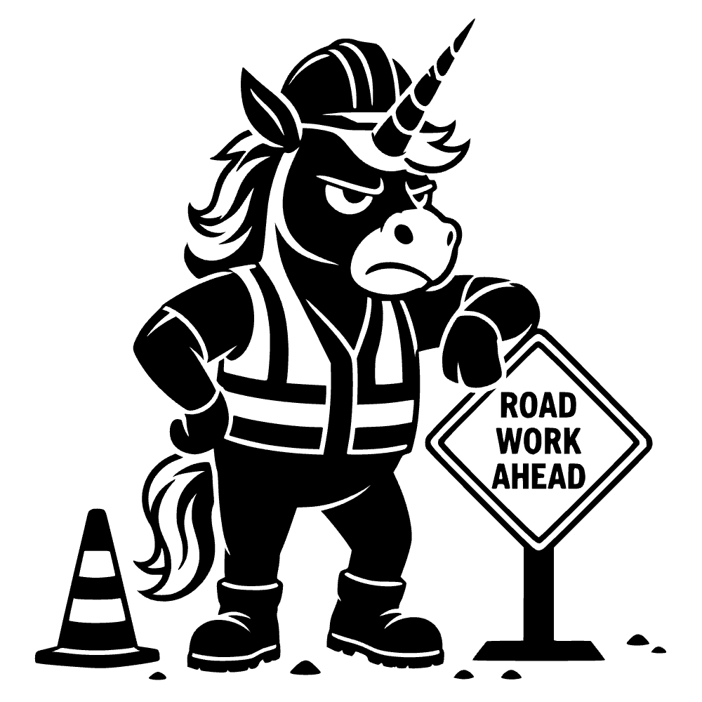 Unicornio gruñón trabajador — archivo SVG