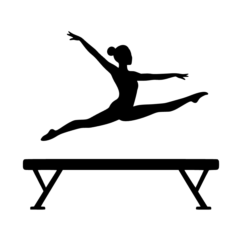 Gimnasta saltando en barra de equilibrio — archivo SVG