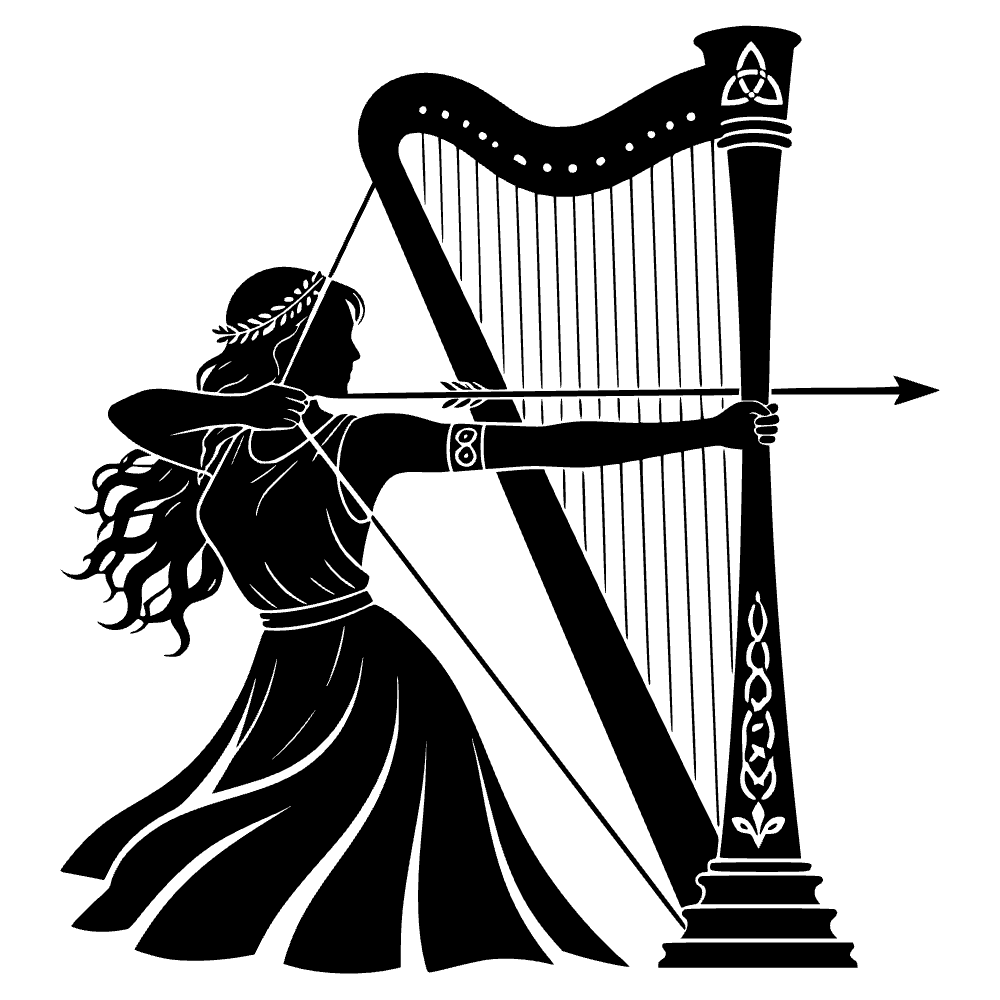Ícono de arpa disparando flechas — archivo SVG