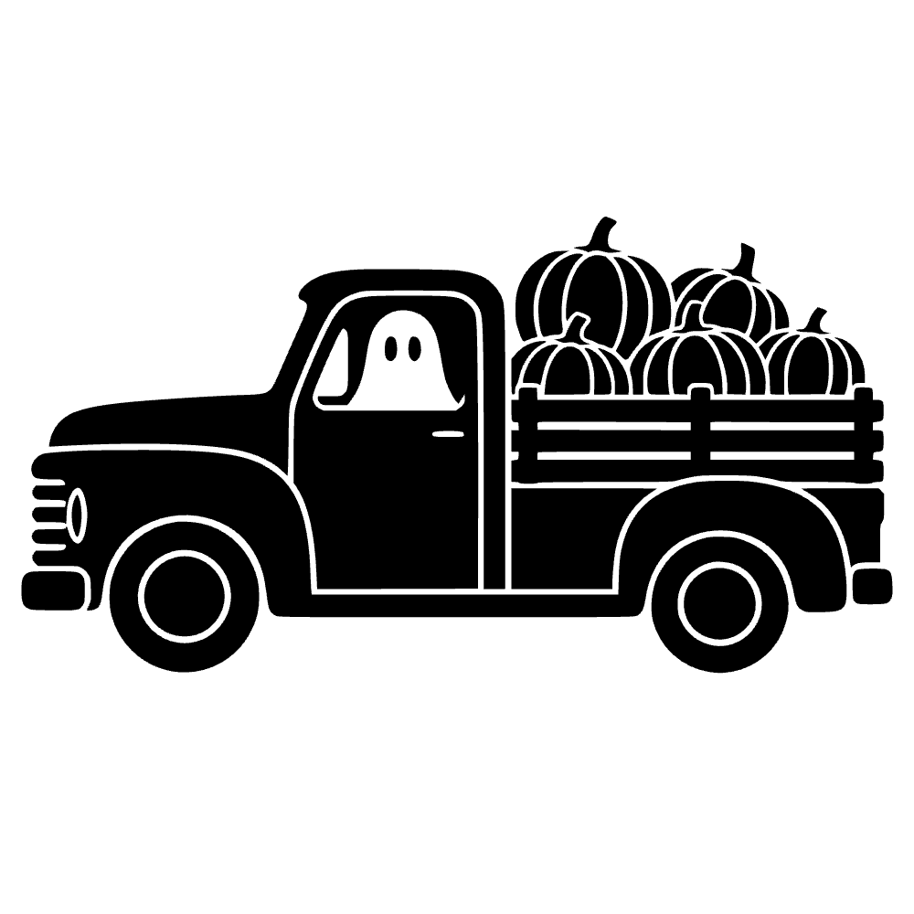 Camioneta embrujada con calabazas — vista previa del archivo SVG