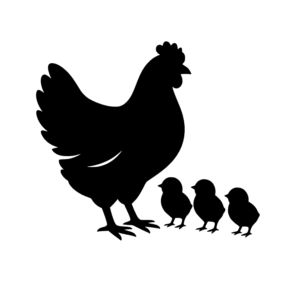 Gallina y tres pollitos — archivo SVG