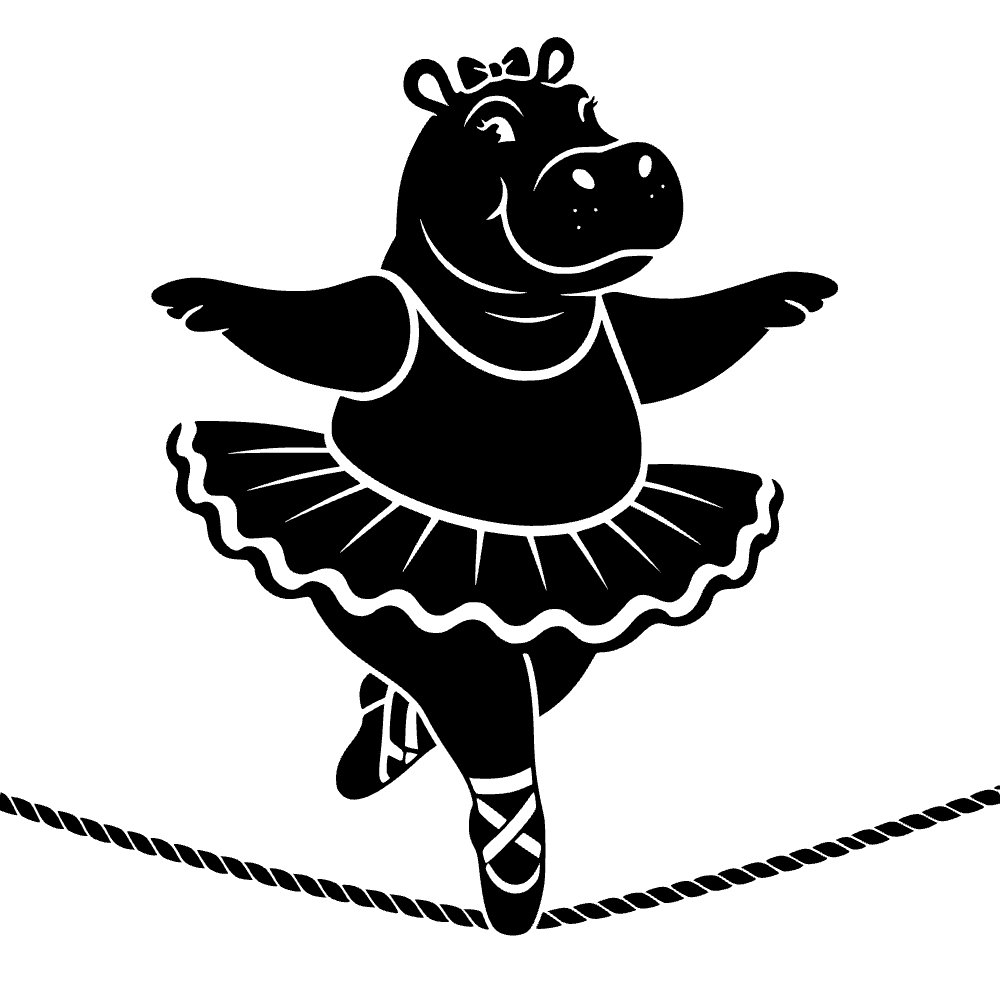 Hippo Wearing Tutu SVG cut file