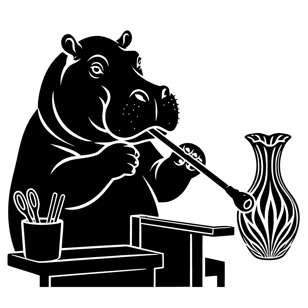 Hipopótamo soplando vidrio — archivo SVG