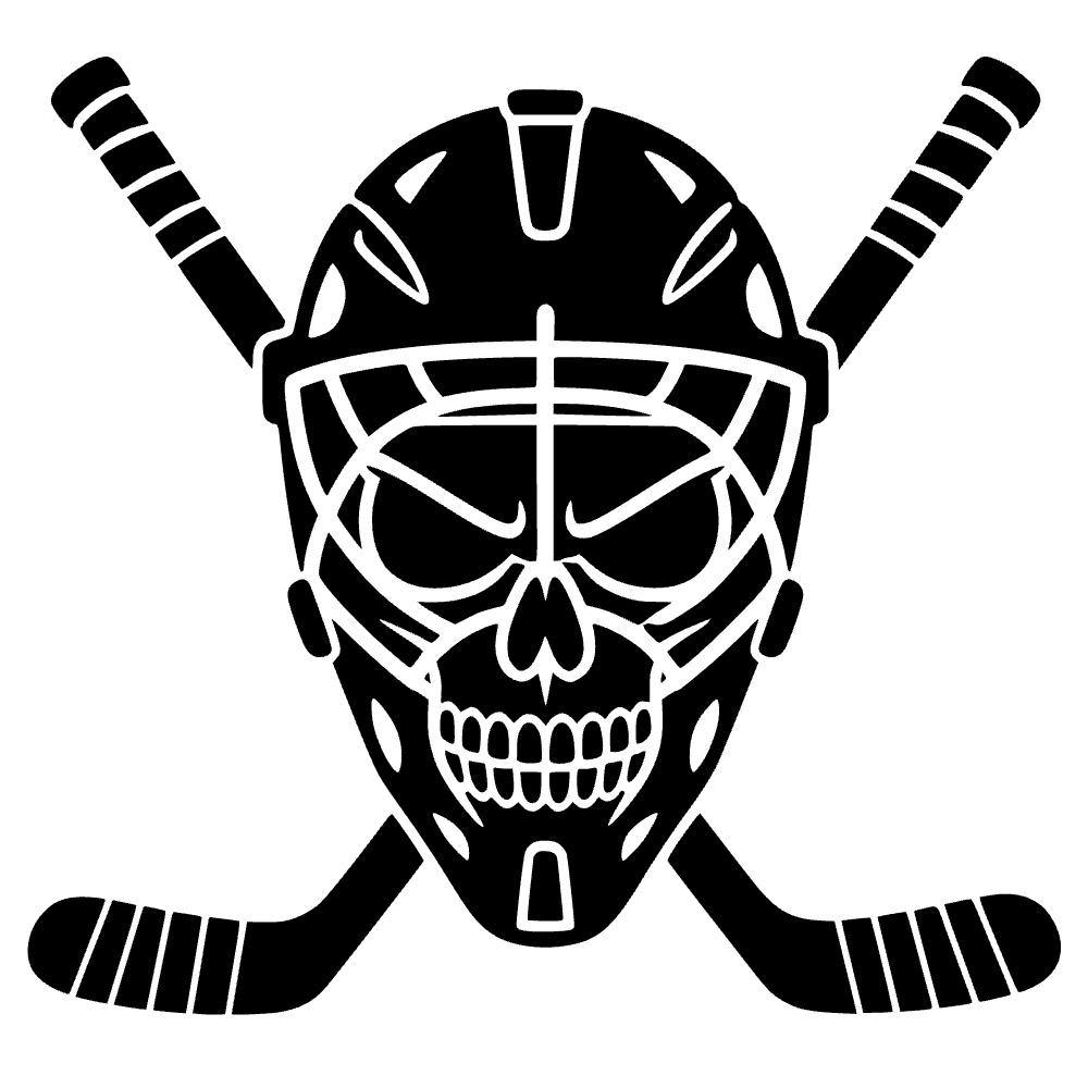 Palos de hockey cruzados con calavera — archivo SVG