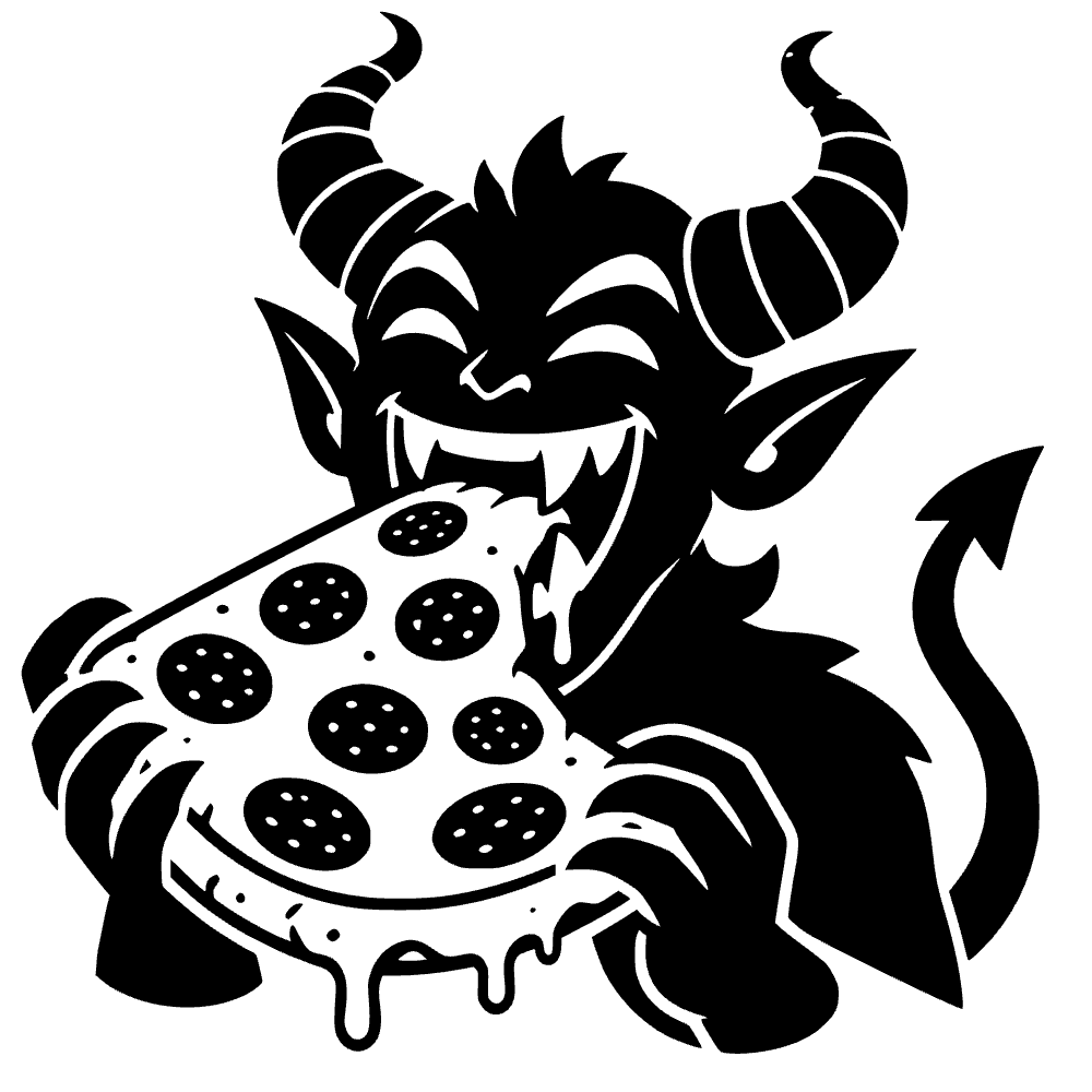 Horned Demon Eating Pizza SVG SVG cut file preview