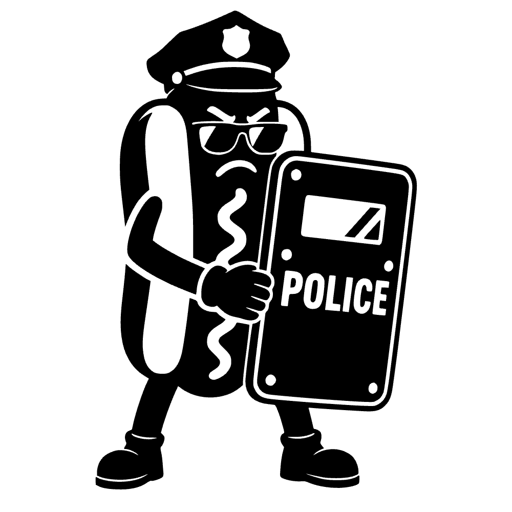 Hotdog sosteniendo policía antidisturbios — archivo SVG