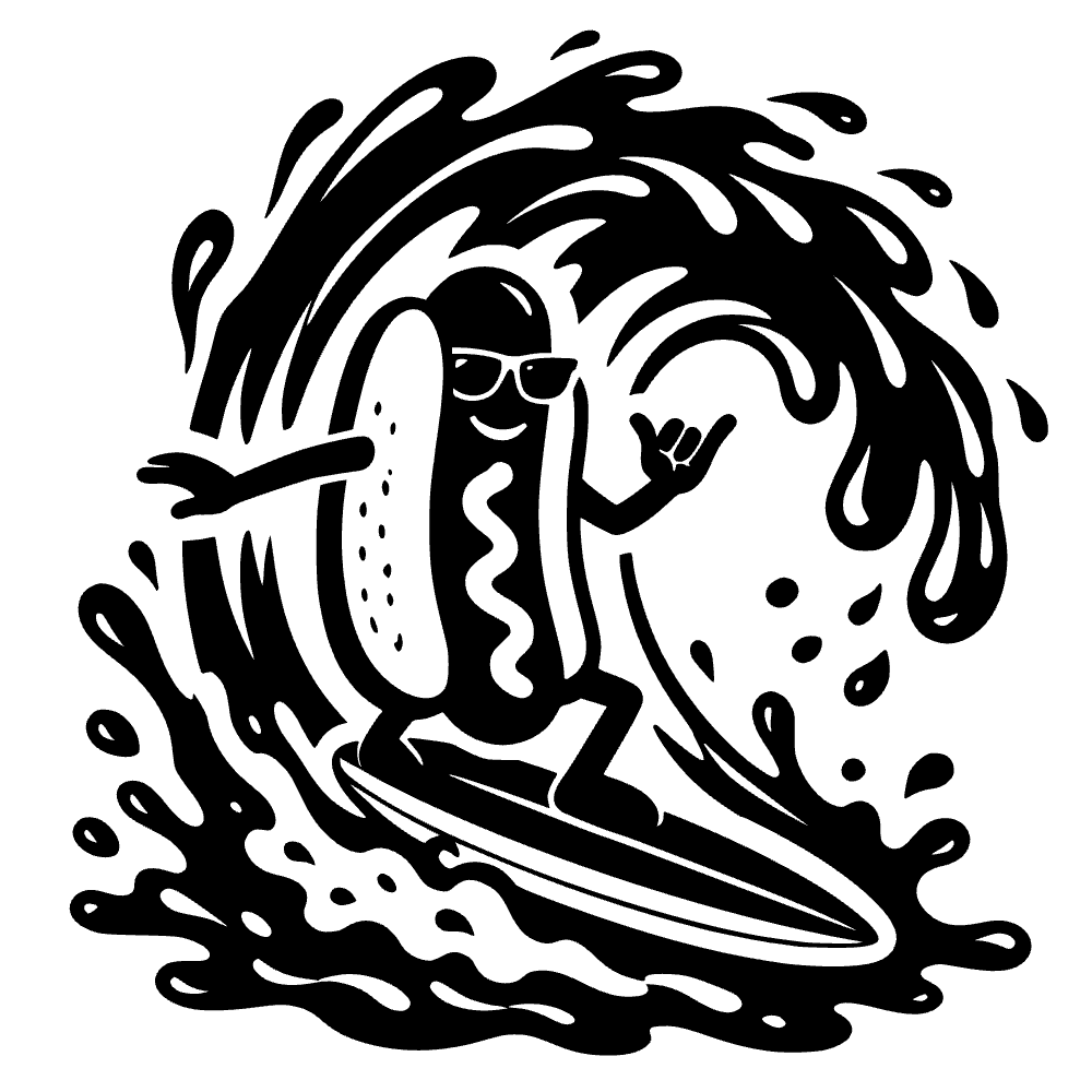 Hotdog Surfing SVG cut file