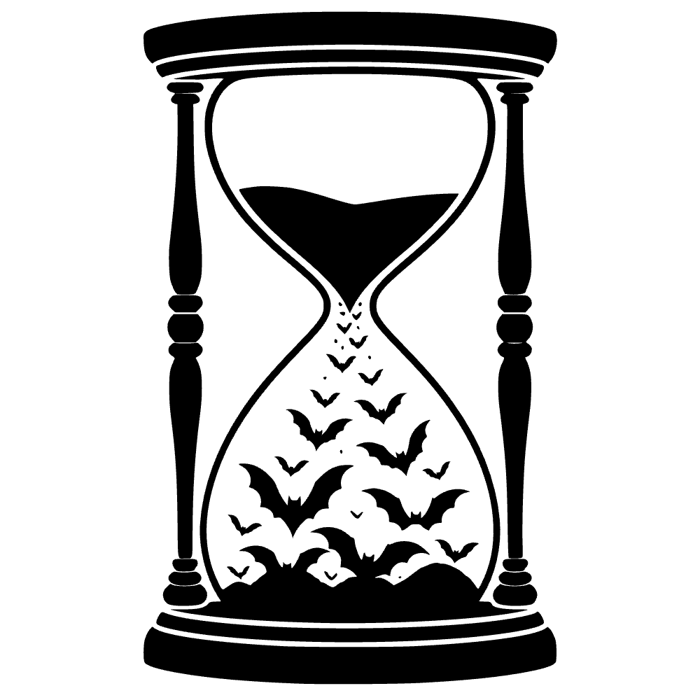 Reloj de arena con murciélagos — archivo SVG