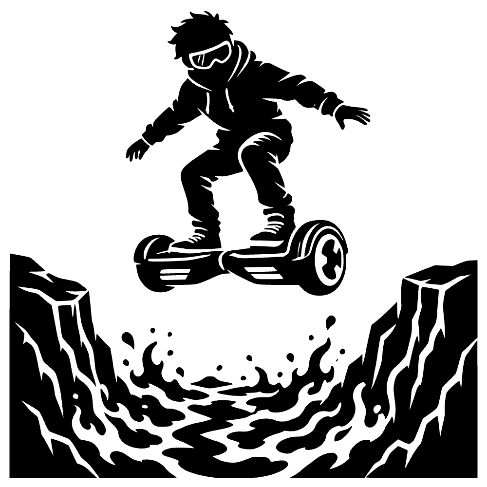 Hoverboard Floating Over Pit SVG cut file preview