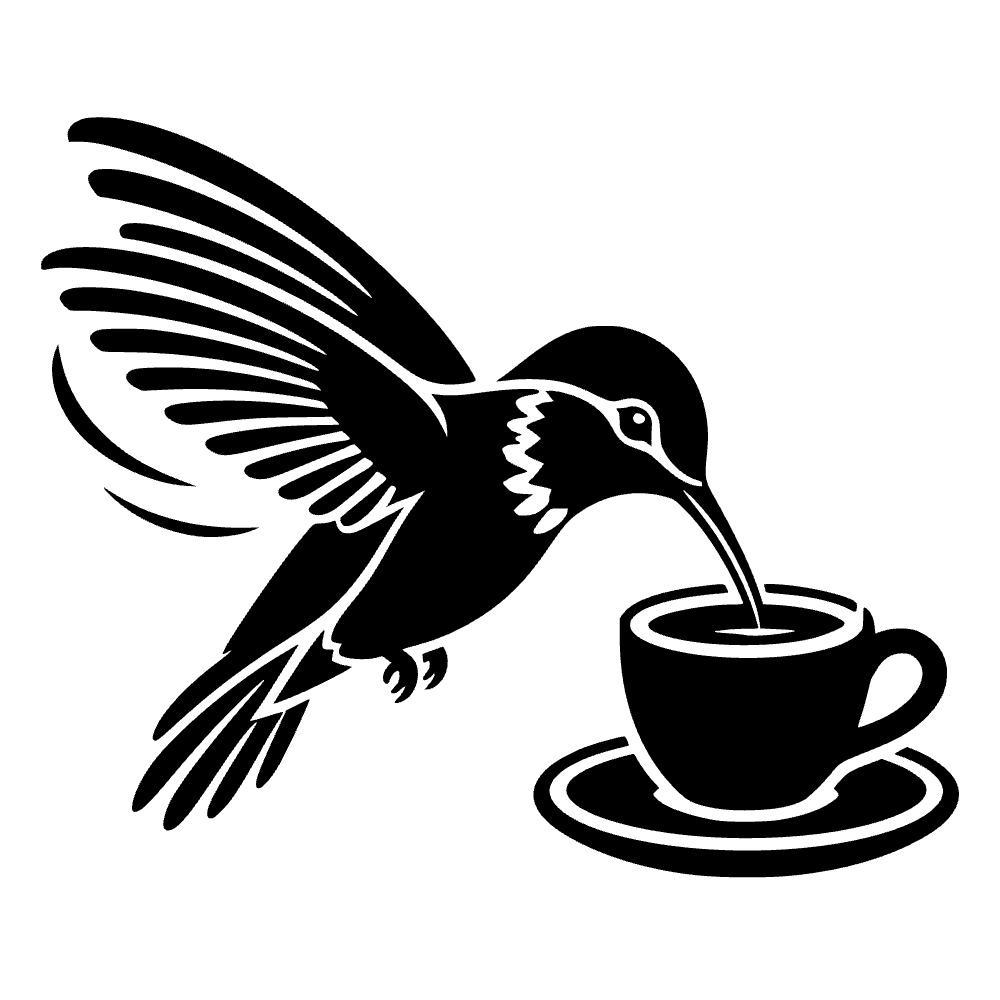 Colibrí bebiendo espresso — archivo SVG