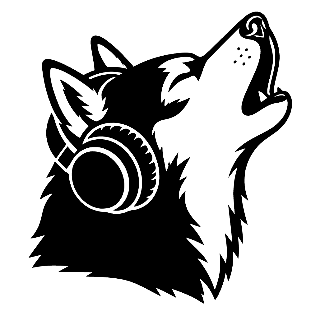 Husky aullando con auriculares — archivo SVG