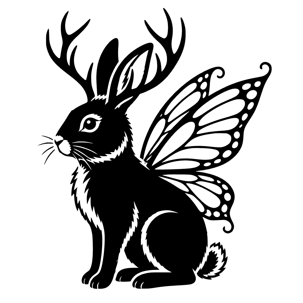 Jackalope Rabbit Silhouette SVG cut file preview