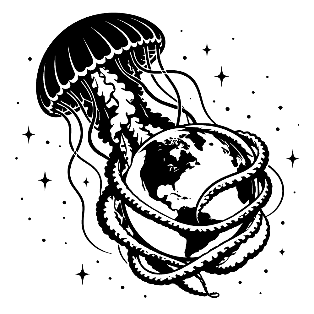 Medusa flotando en el espacio — archivo SVG