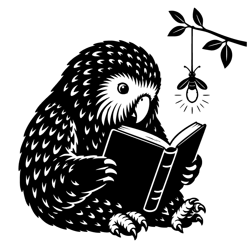 Loro kakapo leyendo — archivo SVG