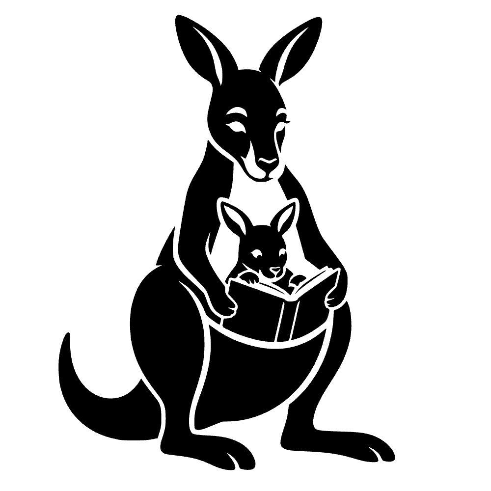 Kangaroo Little Joey Reading SVG cut file preview