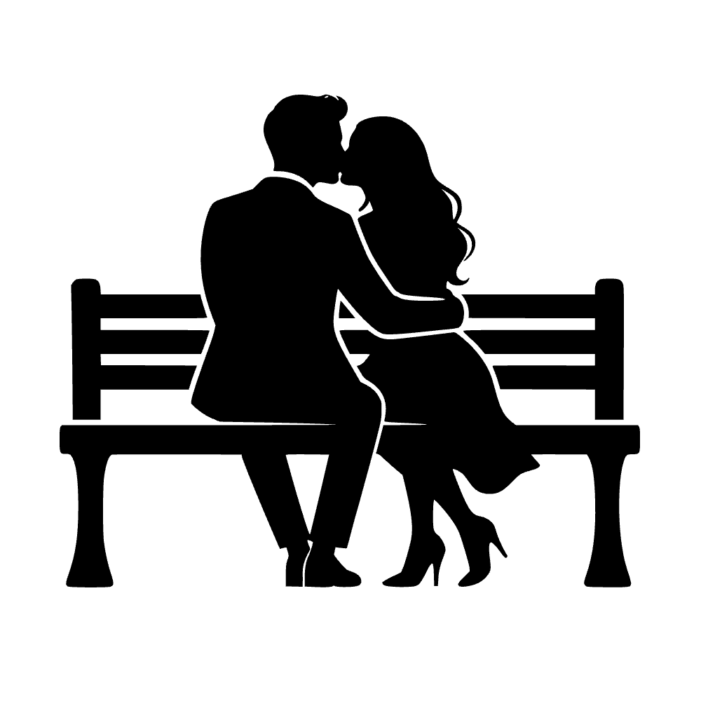 Pareja besándose en un banco — archivo SVG