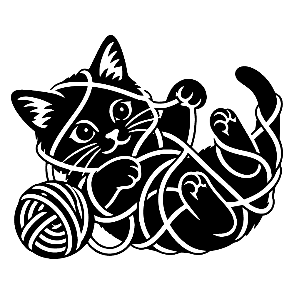 Gatito enredado en hilo — archivo SVG