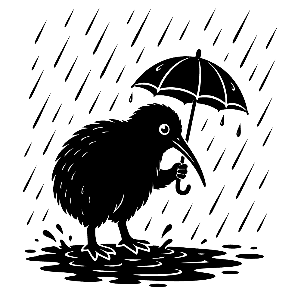 Ave kiwi con paraguas — archivo SVG