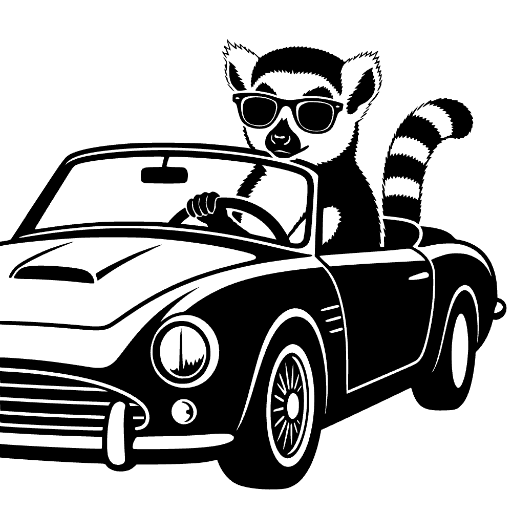 Lémur conduciendo un coche — archivo SVG