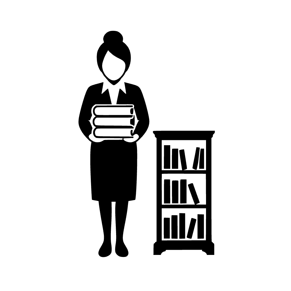 Bibliotecaria sosteniendo libros — archivo SVG