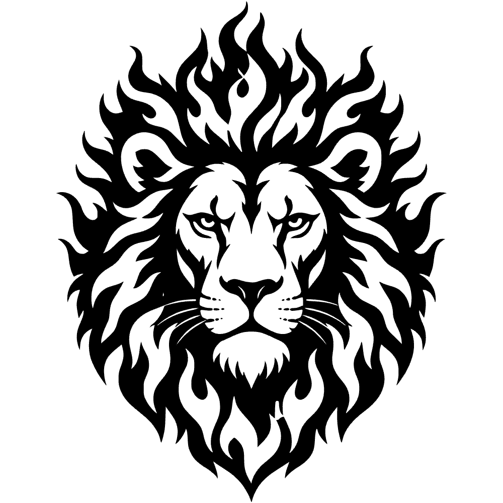 Cabeza de león con melena majestuosa — archivo SVG