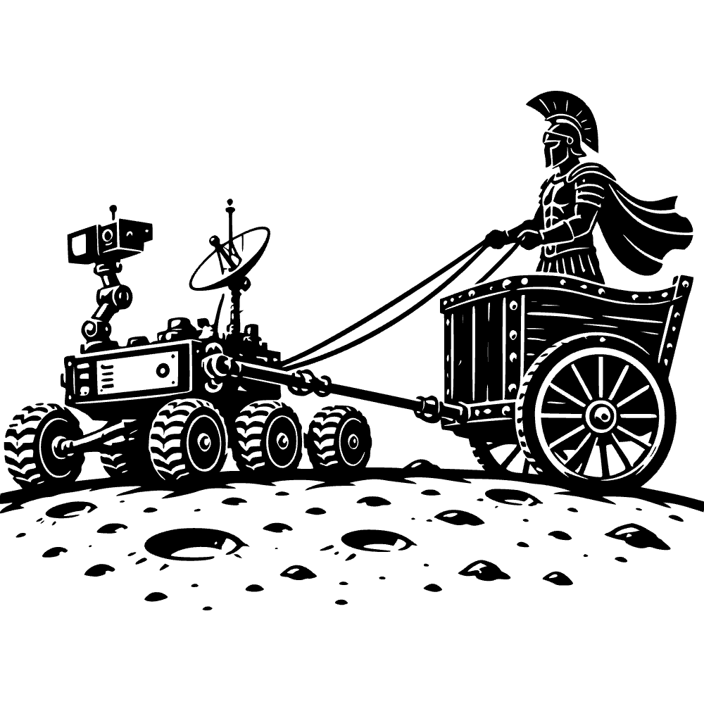 Rover lunar tirando ícono de madera — archivo SVG