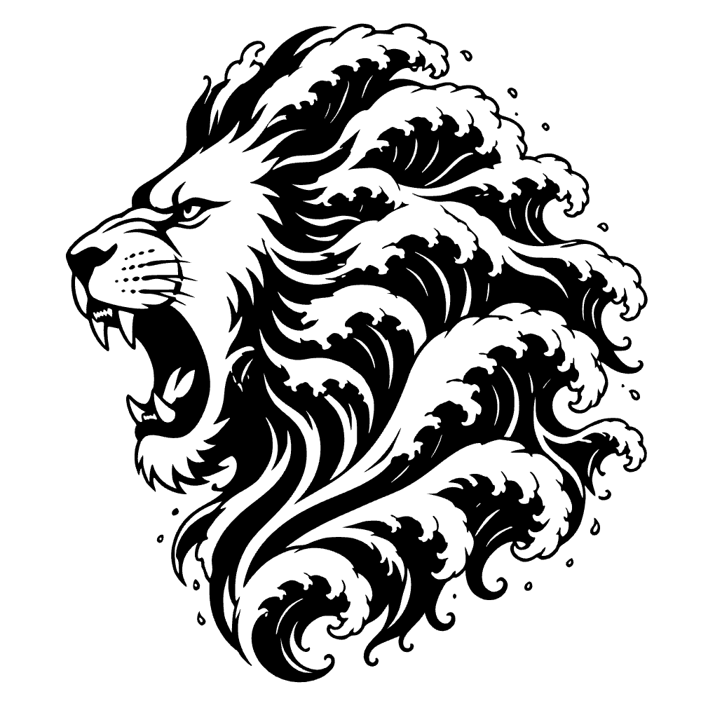 León majestuoso rugiendo — archivo SVG