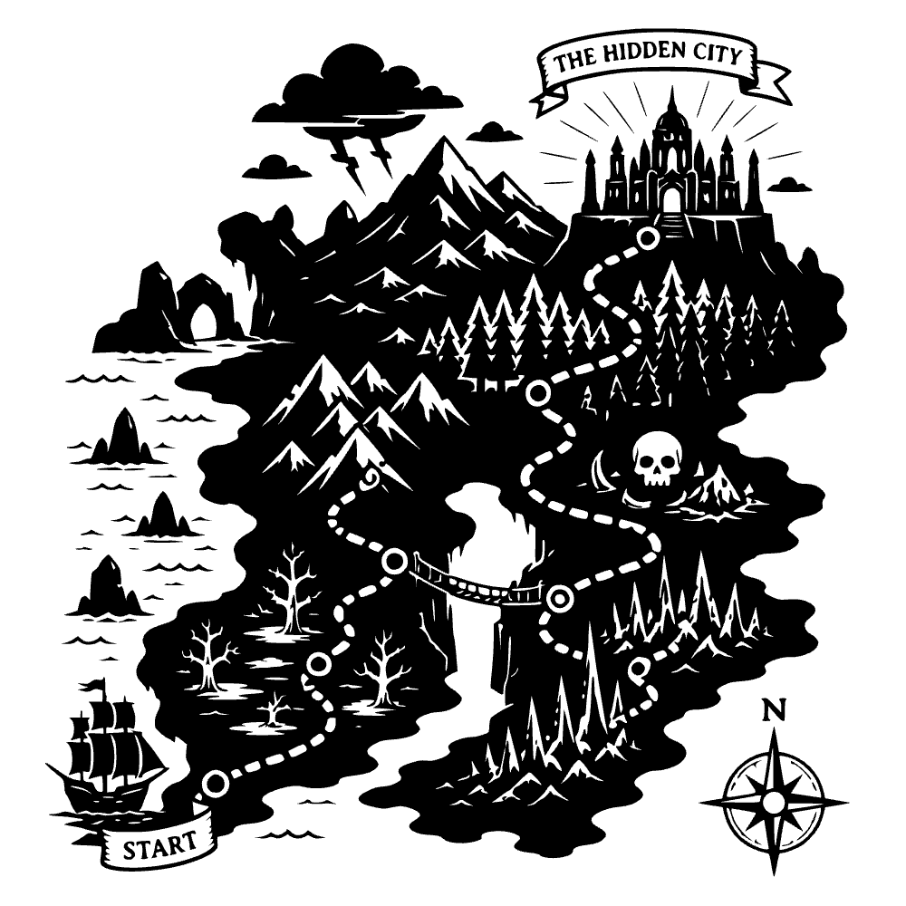 Mapa mostrando ruta peligrosa — archivo SVG