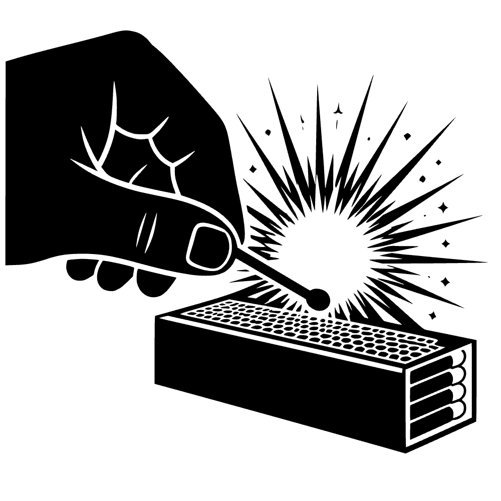 Fósforos golpeando contra la caja de fósforos — archivo SVG