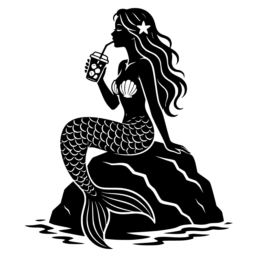 Mermaid Sitting Rock Sipping SVG cut file preview