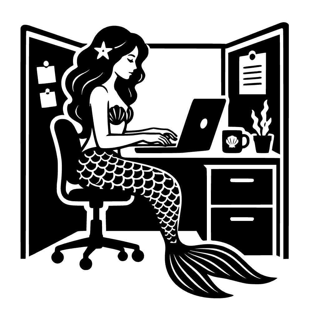 Sirena escribiendo en laptop — archivo SVG