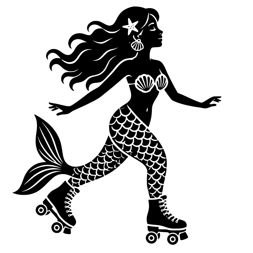 Mermaid Wearing Roller Skates SVG cut file